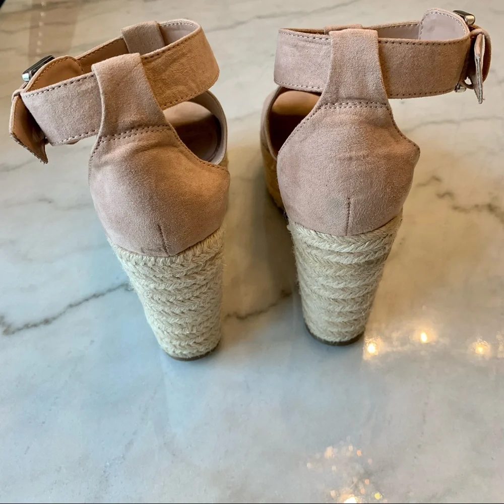 Indigo Rd. Blush Color Suede Platform Espadrilles